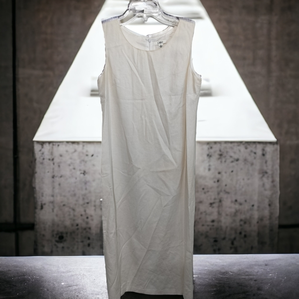 (1246) CATO Women's Cream Sleeveless Linen Blend Shift Dress